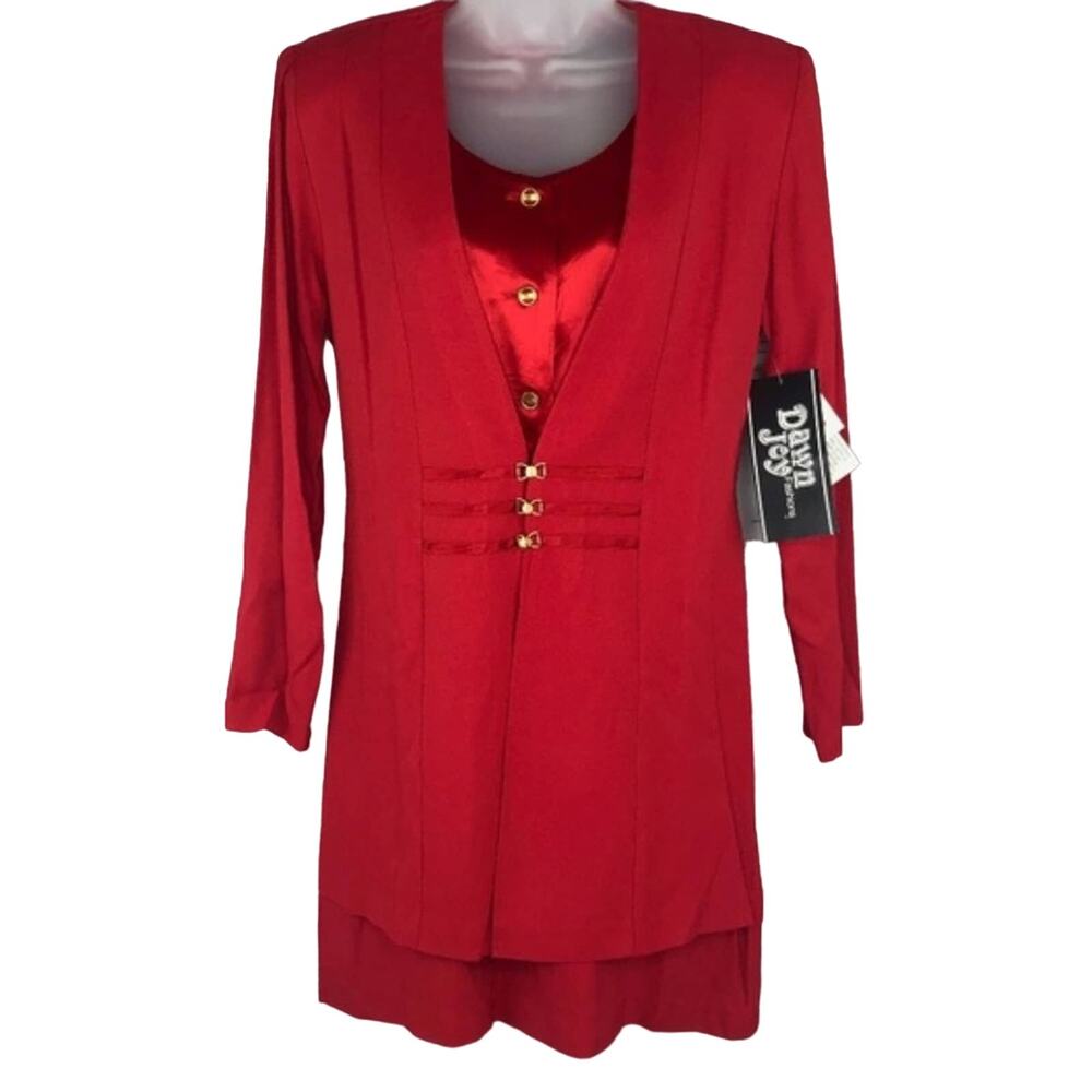 Vintage Dawn Joy Fashions Red Working Girl Dress